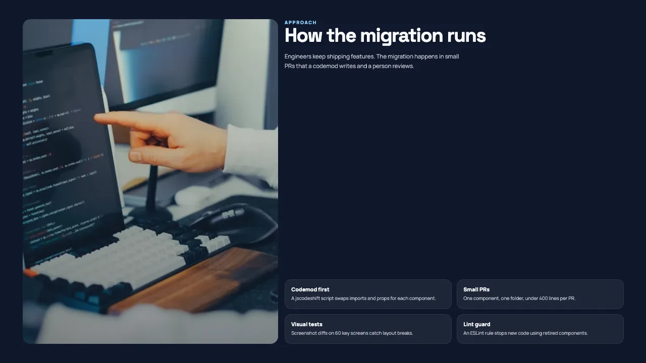 Moving Our UI to One Design System, slide 4