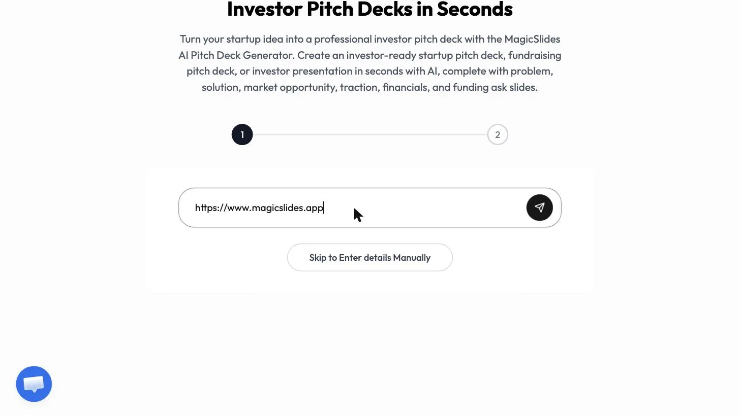 The website field filled in with https://www.magicslides.app