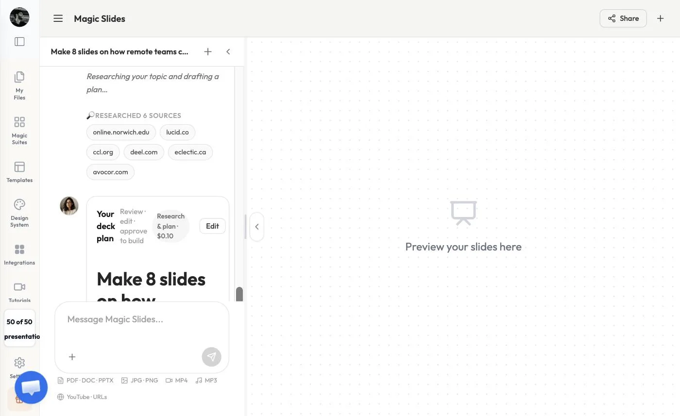 Your deck plan card with the research summary and sources