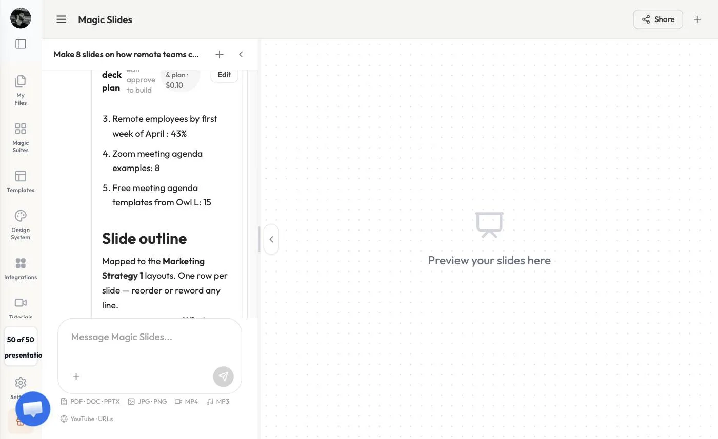 The slide outline mapped to the Marketing Strategy 1 layouts
